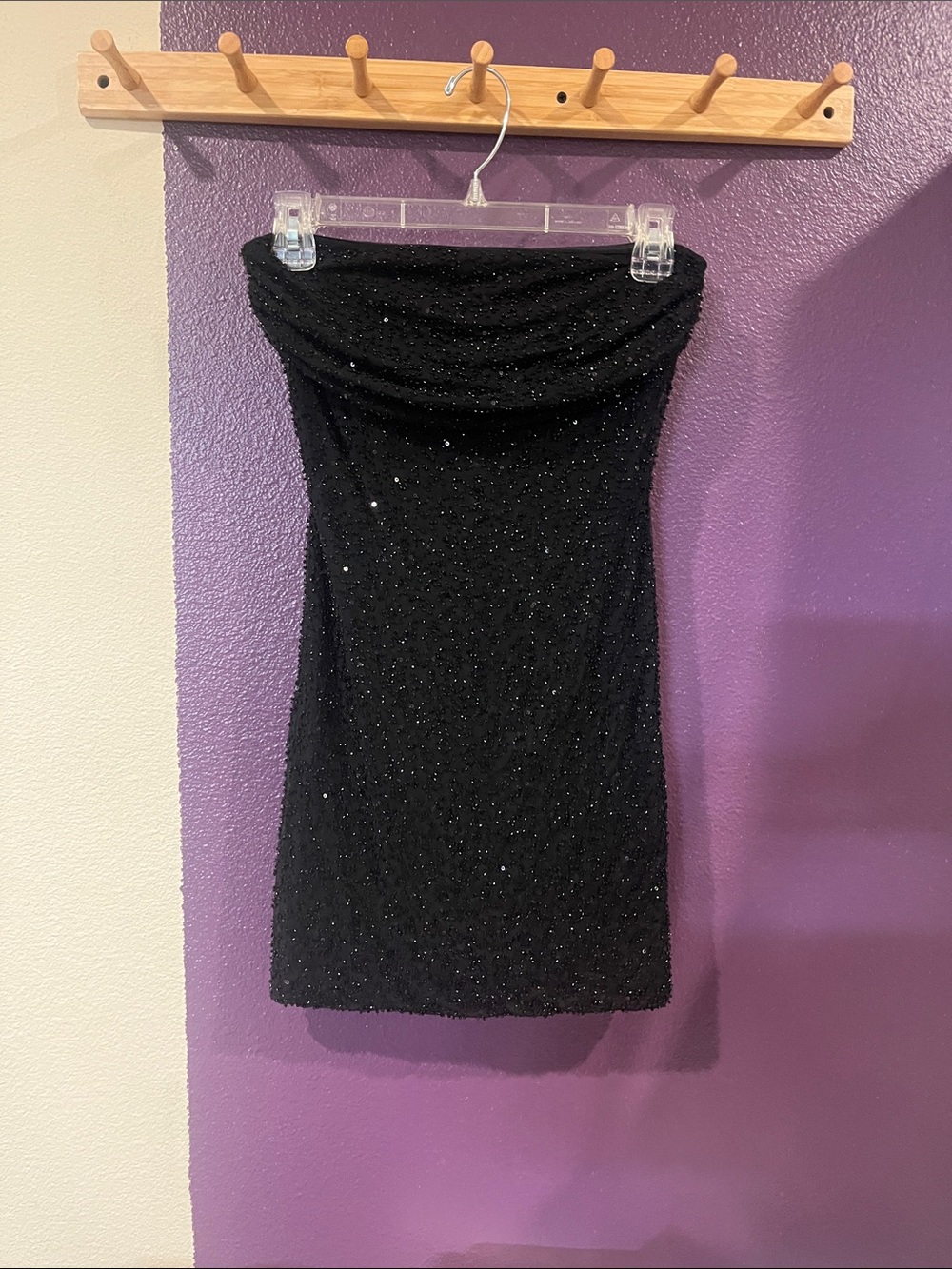 The Vintage Shop Black Strapless Sequin Bodycon Dress